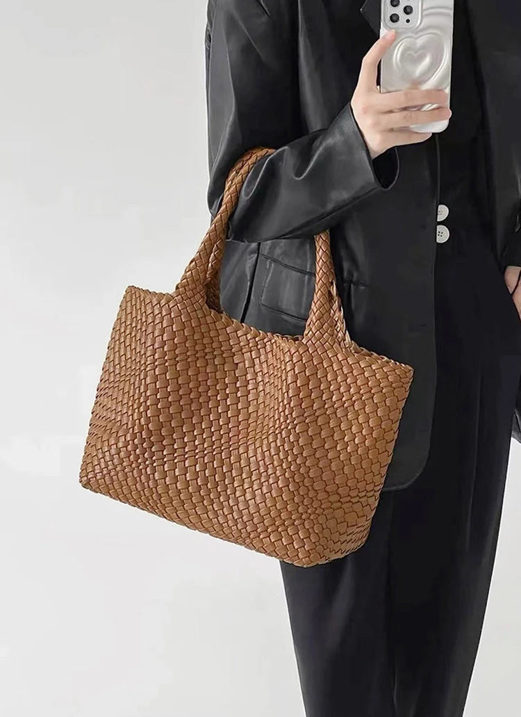 Dames Shopper Tas Gevlochten met Dubbele Hengsels