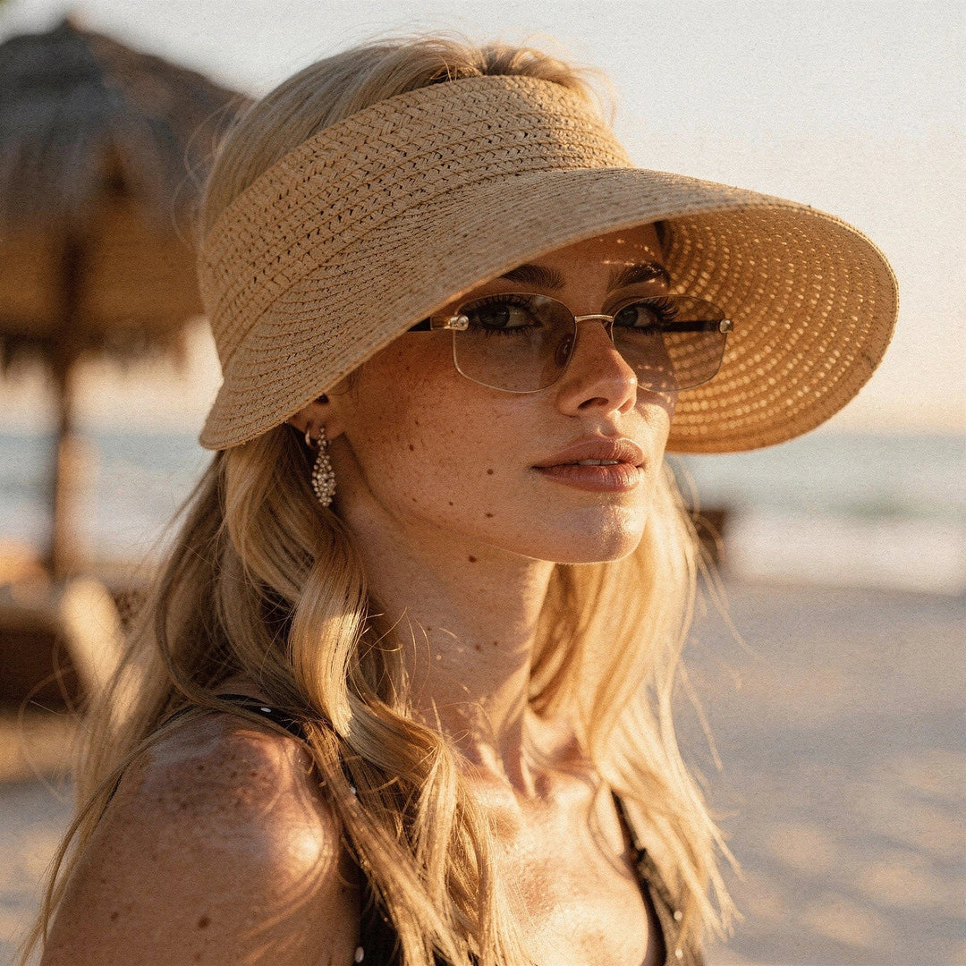 Dames Zomerhoed met Brede Rand - Visor Strandhoed