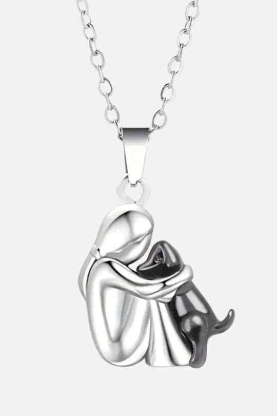 Damesketting met knuffelhanger in 14K verguld - elegant hondensilhouetontwerp