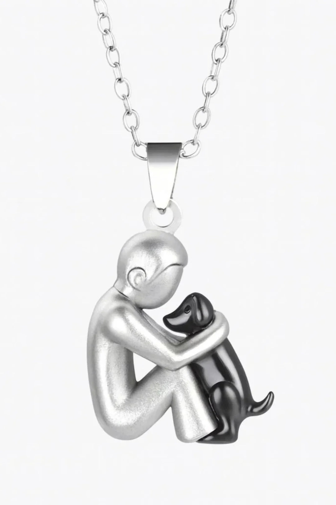 Damesketting met knuffelhanger in 14K verguld - elegant hondensilhouetontwerp