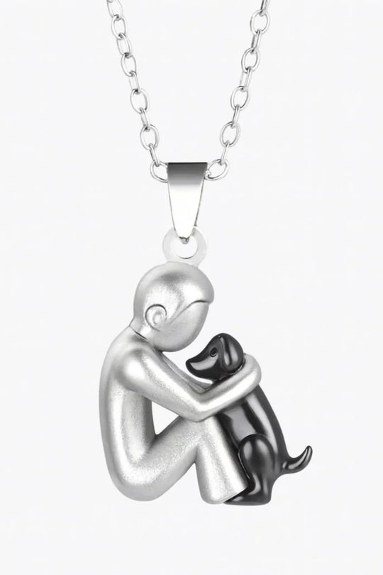 Damesketting met knuffelhanger in 14K verguld - elegant hondensilhouetontwerp