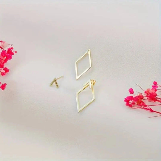 Damesoorbellen - Geometrisch ontwerp gemaakt van legering - Minimalistisch en lichtgewicht