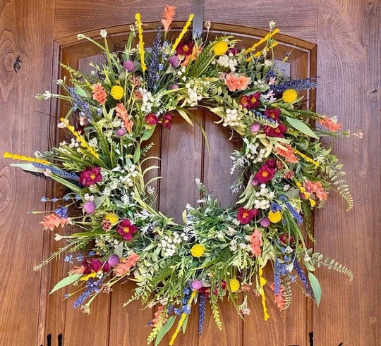 Decoratieve Wildflower Deurkrans – Kunstbloemen