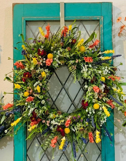 Decoratieve Wildflower Deurkrans – Kunstbloemen