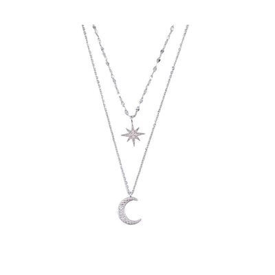 Double Moon – Zilveren Dubbele Ketting met Maanlicht
