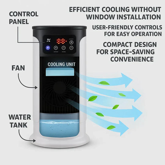 Draagbare Airconditioner – Zonder Raam, Energiezuinig voor Thuis & Kantoor