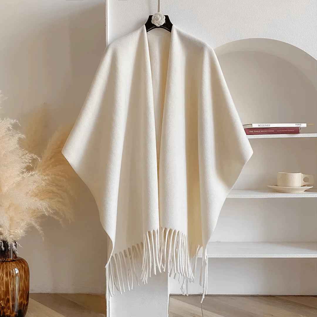 Dubbelzijdige Kasjmiermix Poncho Dames
