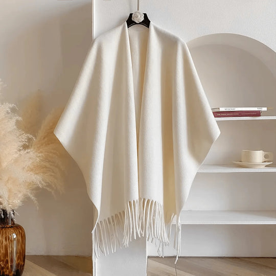Dubbelzijdige Kasjmiermix Poncho Dames