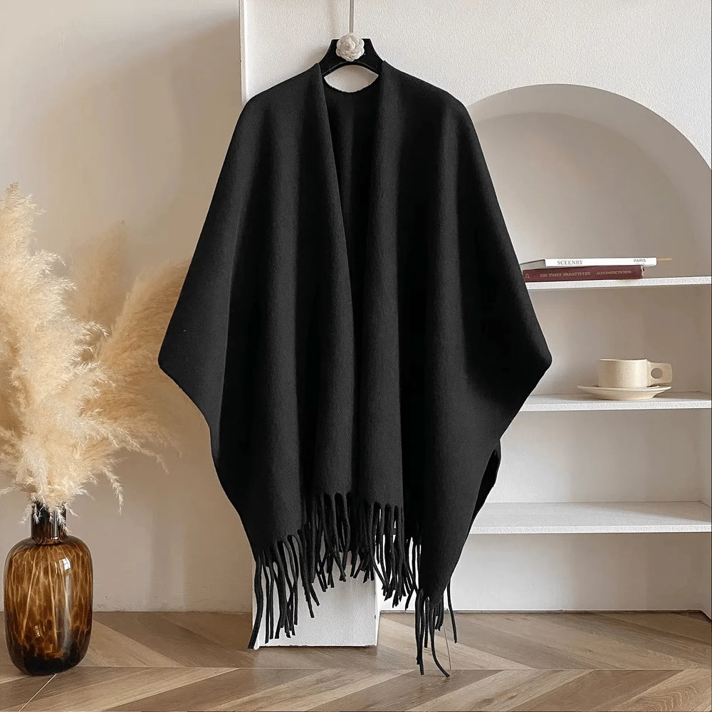 Dubbelzijdige Kasjmiermix Poncho Dames