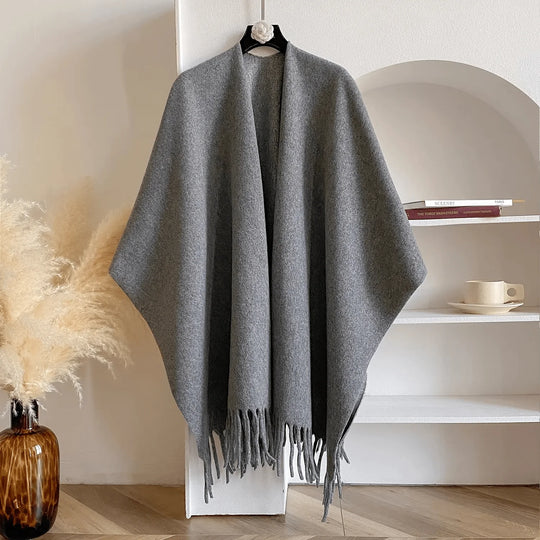 Dubbelzijdige Kasjmiermix Poncho Dames