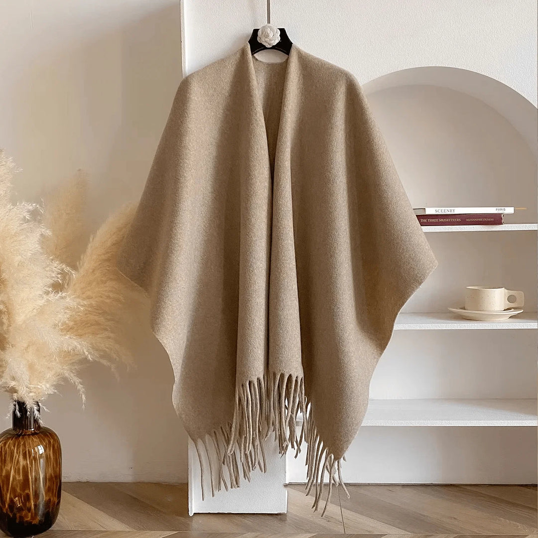 Dubbelzijdige Kasjmiermix Poncho Dames