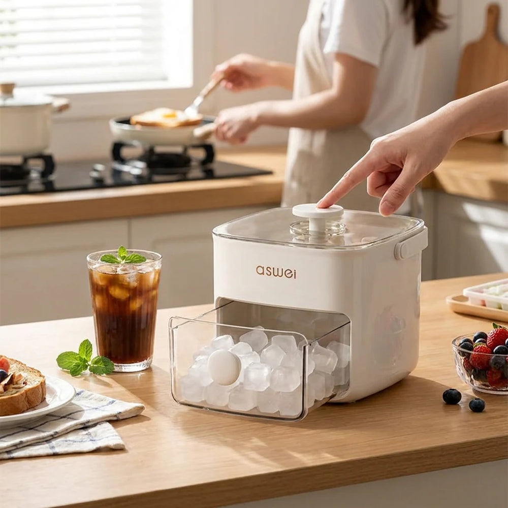 Elektrische IJsblokjesmachine Met Grote Capaciteit Voor Snel IJsblokjes En IJsbollen In Keuken Of Thuisbar | Sansoti