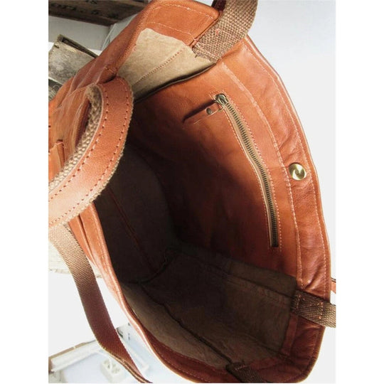Lederhandtasche mit Außentasche - Damen-Schultertasche