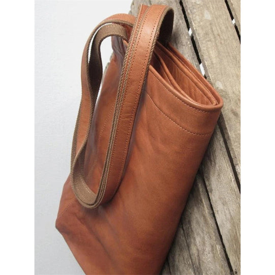 Lederhandtasche mit Außentasche - Damen-Schultertasche