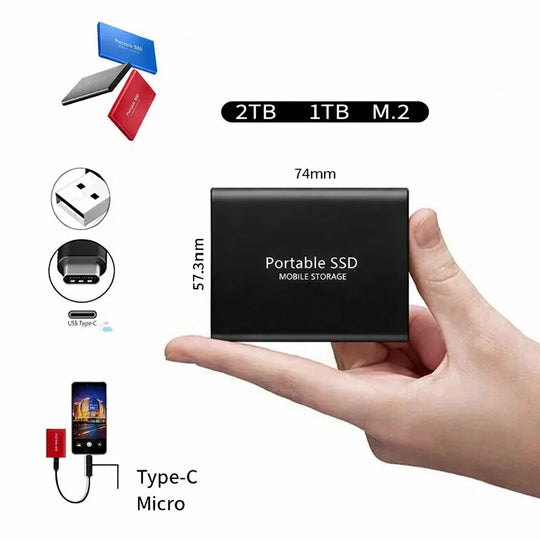 Externe SSD 2TB - Compacte Snelle Schijf met Aluminium Behuizing
