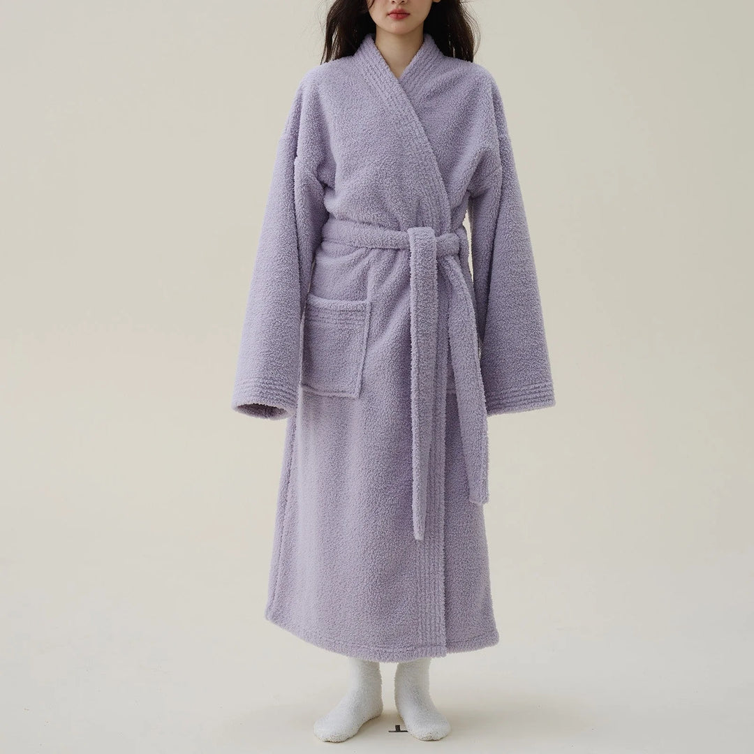Flanellen Fleece Badjas Kimono Dames