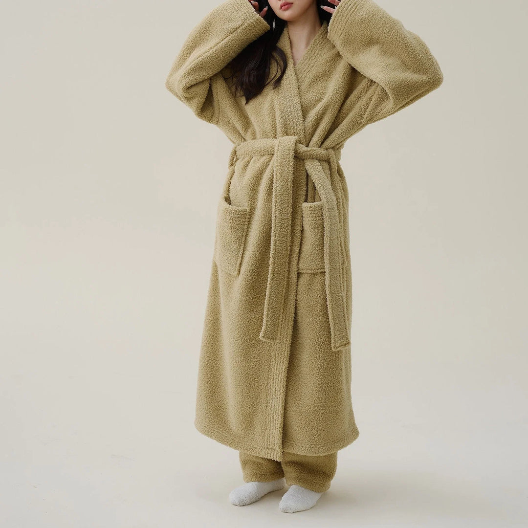 Flanellen Fleece Badjas Kimono Dames