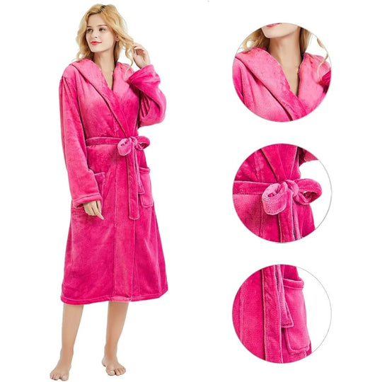 Fleece Badjas Dames met Capuchon – Zacht & Warm