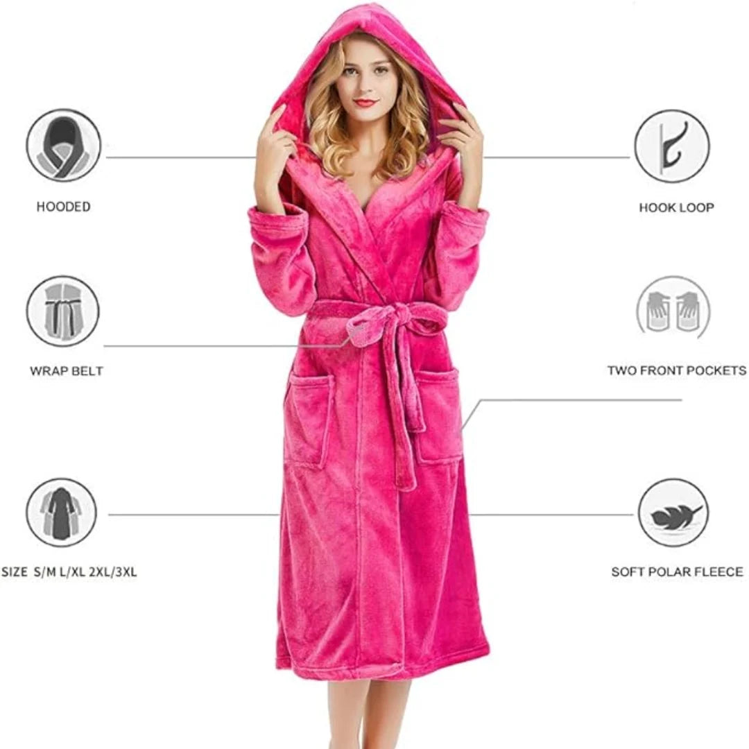 Fleece Badjas Dames met Capuchon – Zacht & Warm
