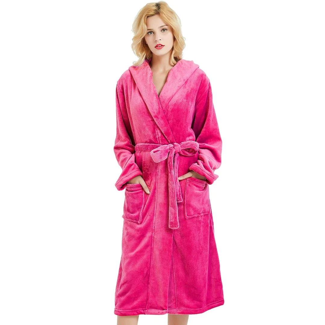Fleece Badjas Dames met Capuchon – Zacht & Warm