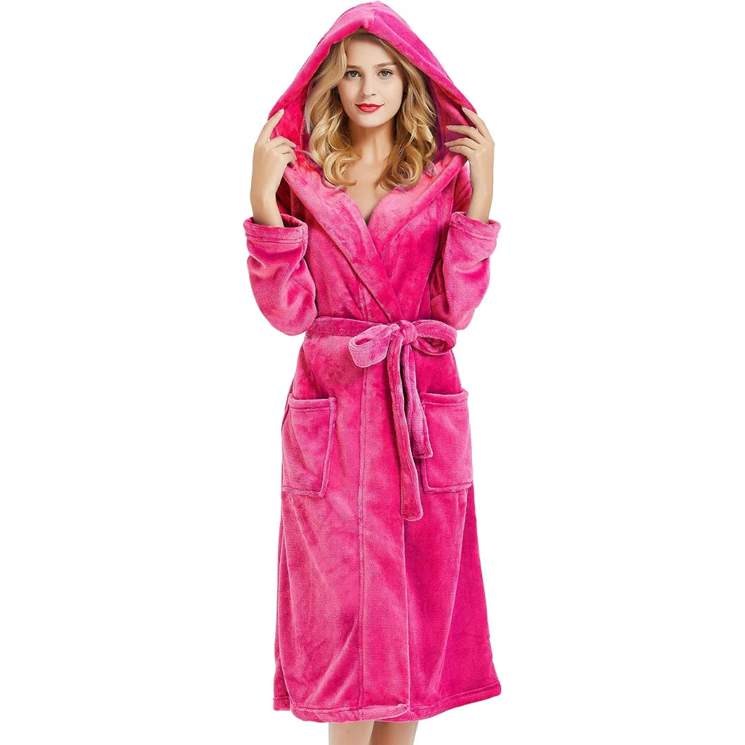 Fleece Badjas Dames met Capuchon – Zacht & Warm