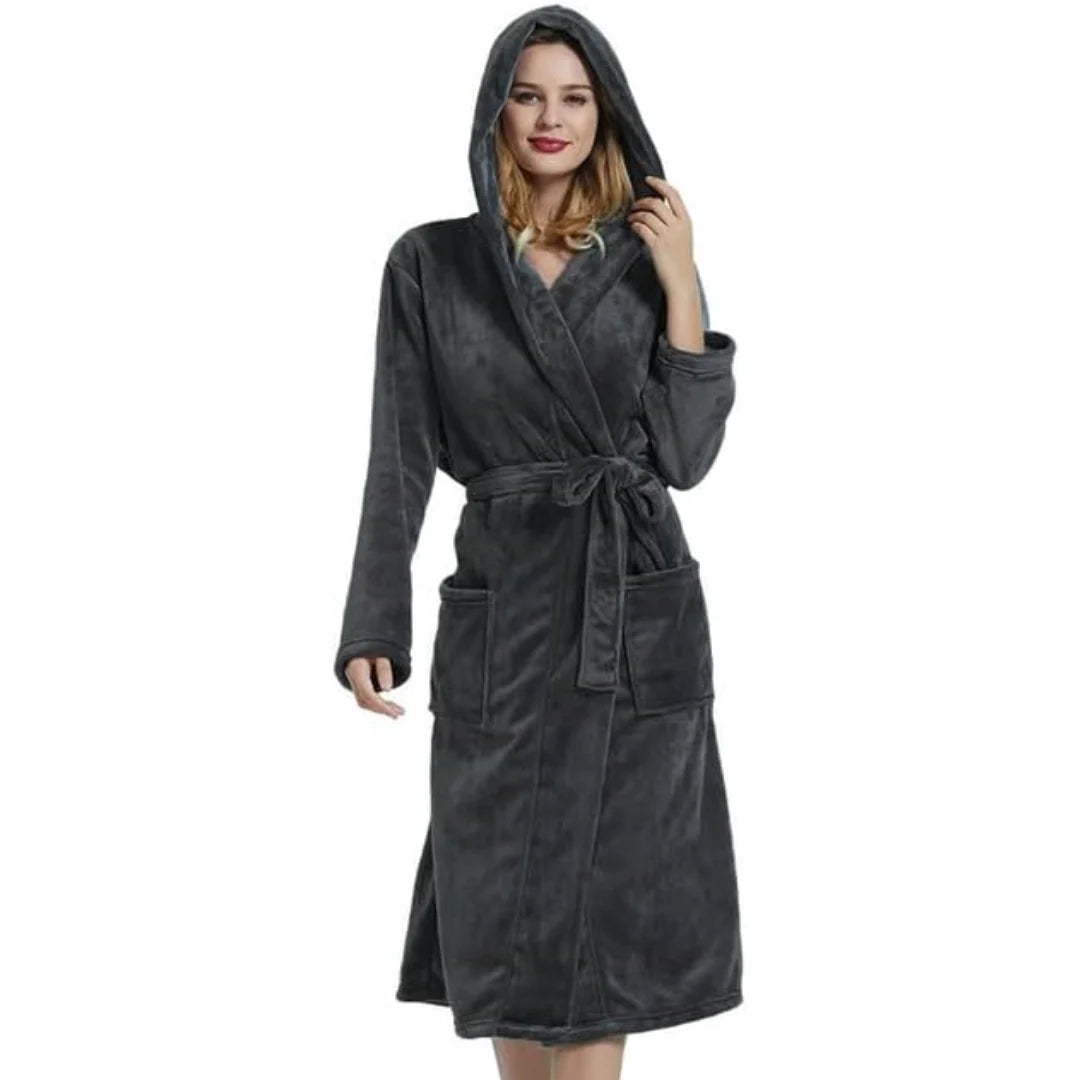 Fleece Badjas Dames met Capuchon – Zacht & Warm