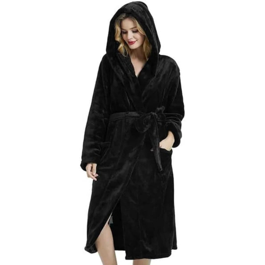 Fleece Badjas Dames met Capuchon – Zacht & Warm