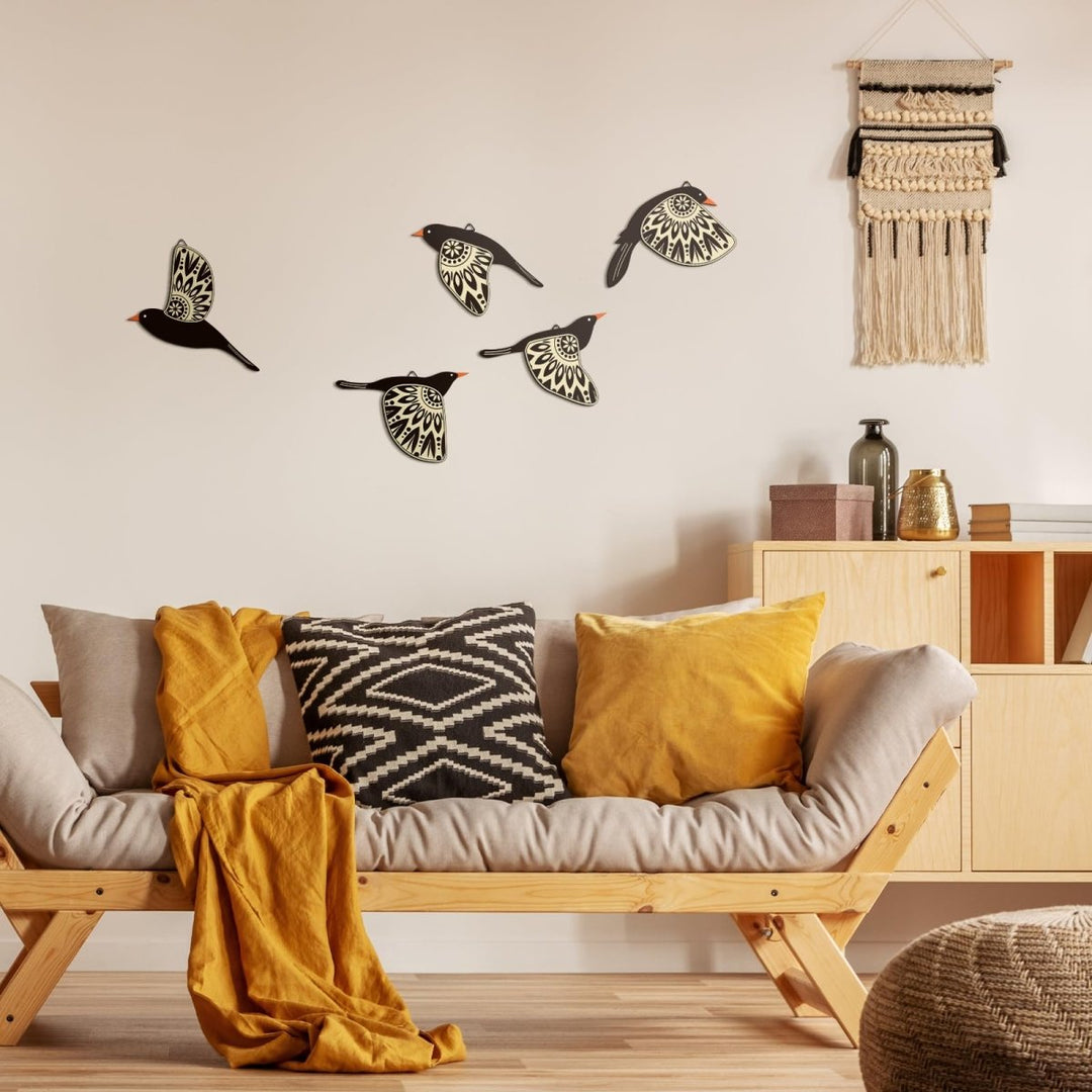 Bird Wall Decoration 5 Set - Handmade Wooden Design