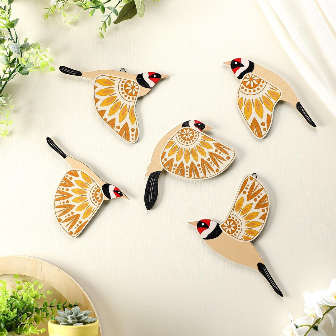 Bird Wall Decoration 5 Set - Handmade Wooden Design