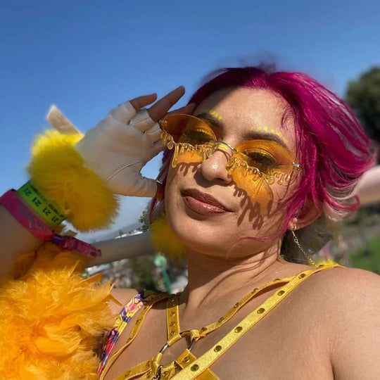 Handgemaakte Tranen Zonnebril – Festival Glittereffect