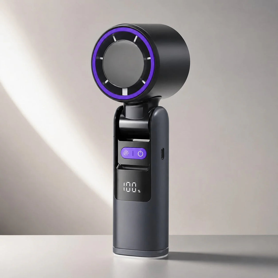 Handventilator met zaklamp | Verkoelend goud