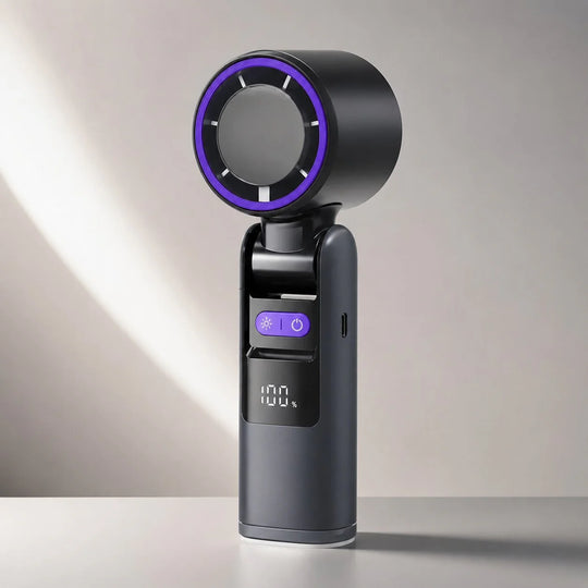 Handventilator met zaklamp | Verkoelend goud