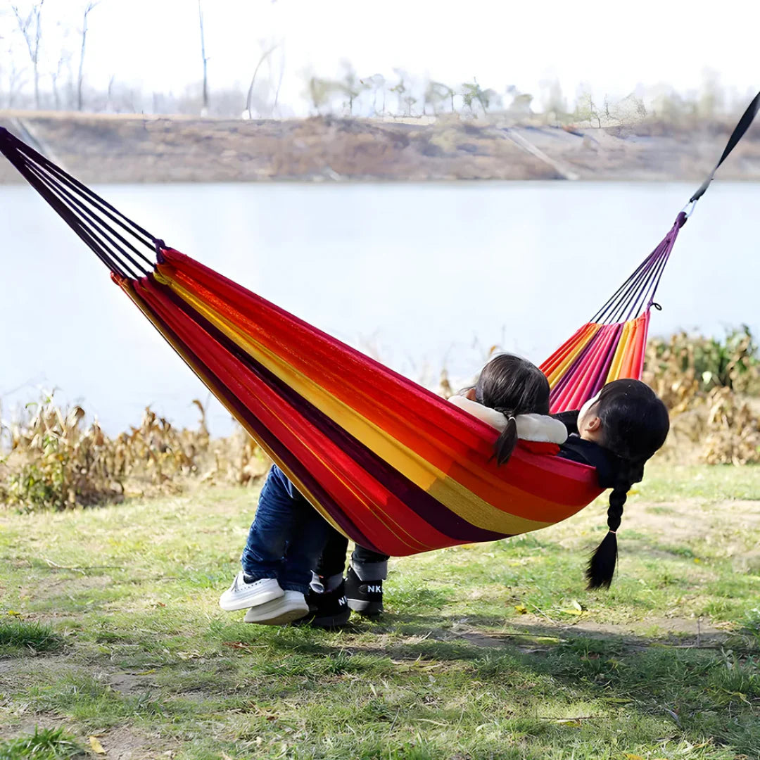 Hangmat voor Buiten – Gestreept met Touwlussen, Tuinhangmat