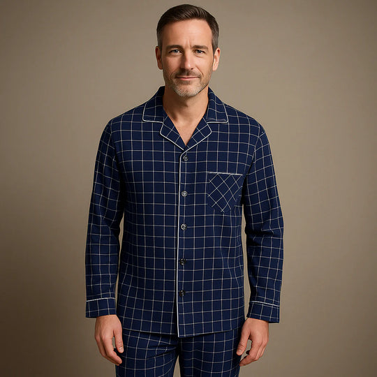Heren Pyjamaset Gestreept – Comfortabel Huispak voor het Hele Jaar