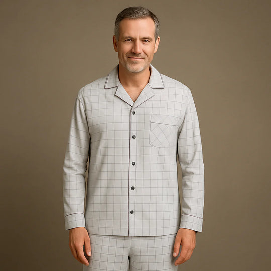 Heren Pyjamaset Gestreept – Comfortabel Huispak voor het Hele Jaar