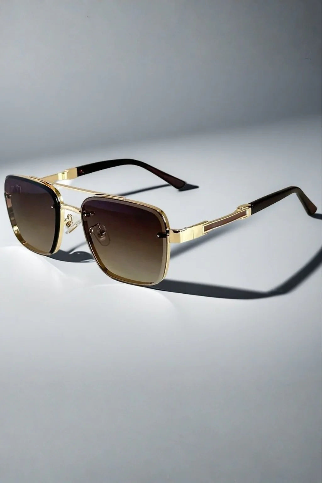 Heren Zonnebril met Vierkant Aviator Design - Metalen Montuur en Verloopglazen