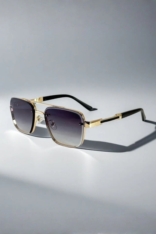 Heren Zonnebril met Vierkant Aviator Design - Metalen Montuur en Verloopglazen