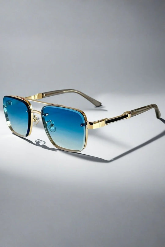 Heren Zonnebril met Vierkant Aviator Design - Metalen Montuur en Verloopglazen