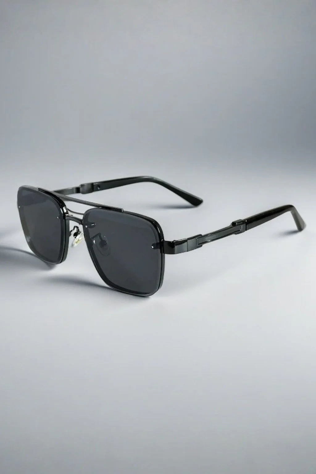 Heren Zonnebril met Vierkant Aviator Design - Metalen Montuur en Verloopglazen