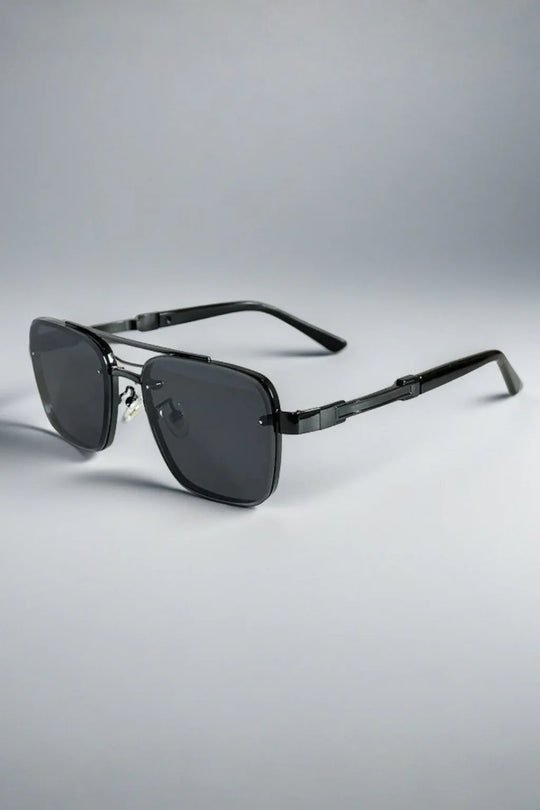 Heren Zonnebril met Vierkant Aviator Design - Metalen Montuur en Verloopglazen