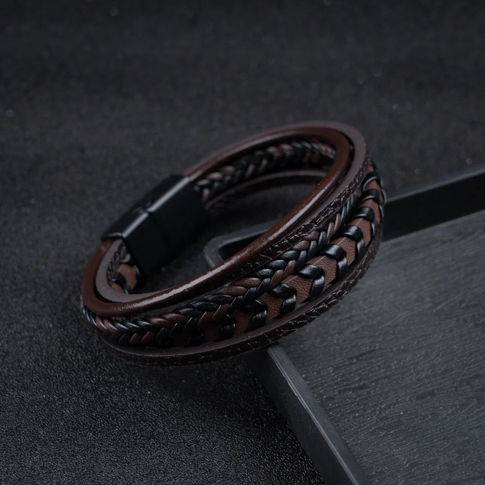 Leren Armband Heren Gevlochten – Stoere Armband met Magneetsluiting