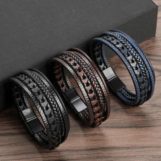 Leren Armband Heren Gevlochten – Stoere Armband met Magneetsluiting
