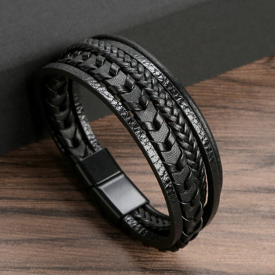 Leren Armband Heren Gevlochten – Stoere Armband met Magneetsluiting