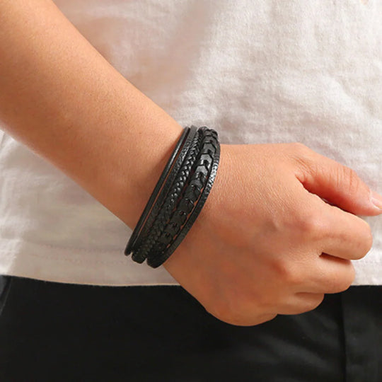 Leren Armband Heren Gevlochten – Stoere Armband met Magneetsluiting