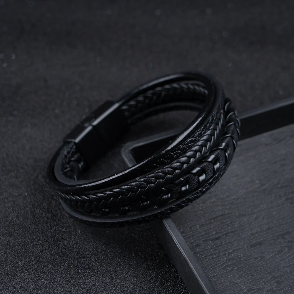 Leren Armband Heren Gevlochten – Stoere Armband met Magneetsluiting