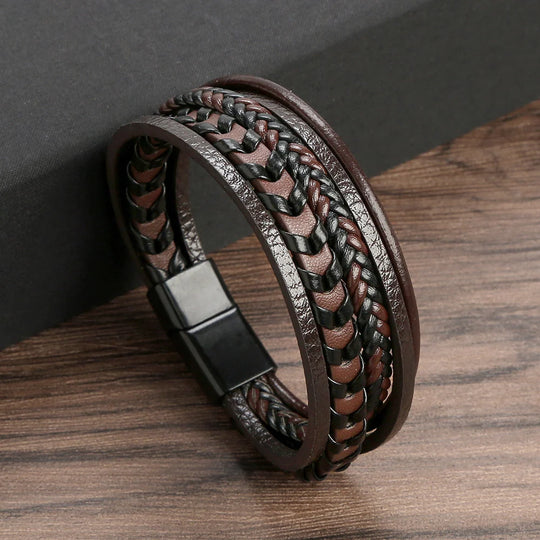 Leren Armband Heren Gevlochten – Stoere Armband met Magneetsluiting