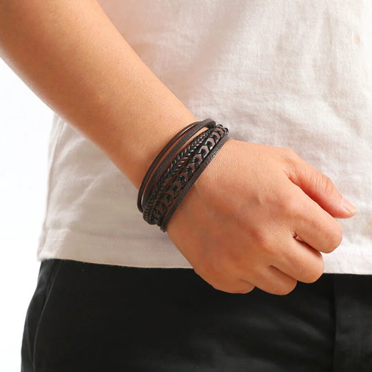 Leren Armband Heren Gevlochten – Stoere Armband met Magneetsluiting