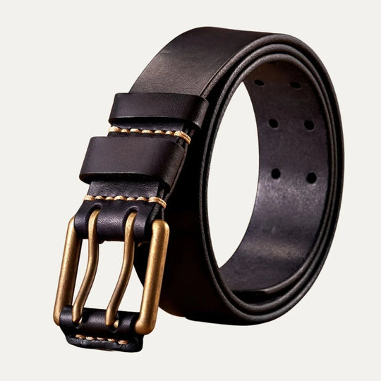 Leren Riem Heren – Dubbele Pin Gesp, Vintage Design