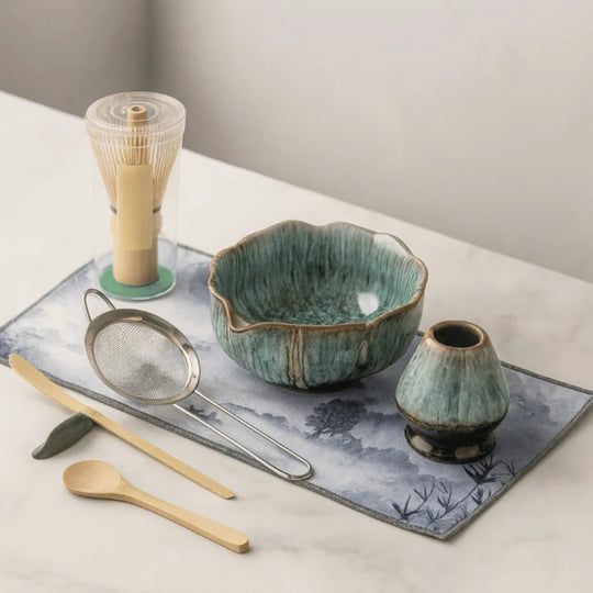 Matcha Set 8-delig - Handgemaakte Keramiek 550ml - Met Bamboe Accessoires