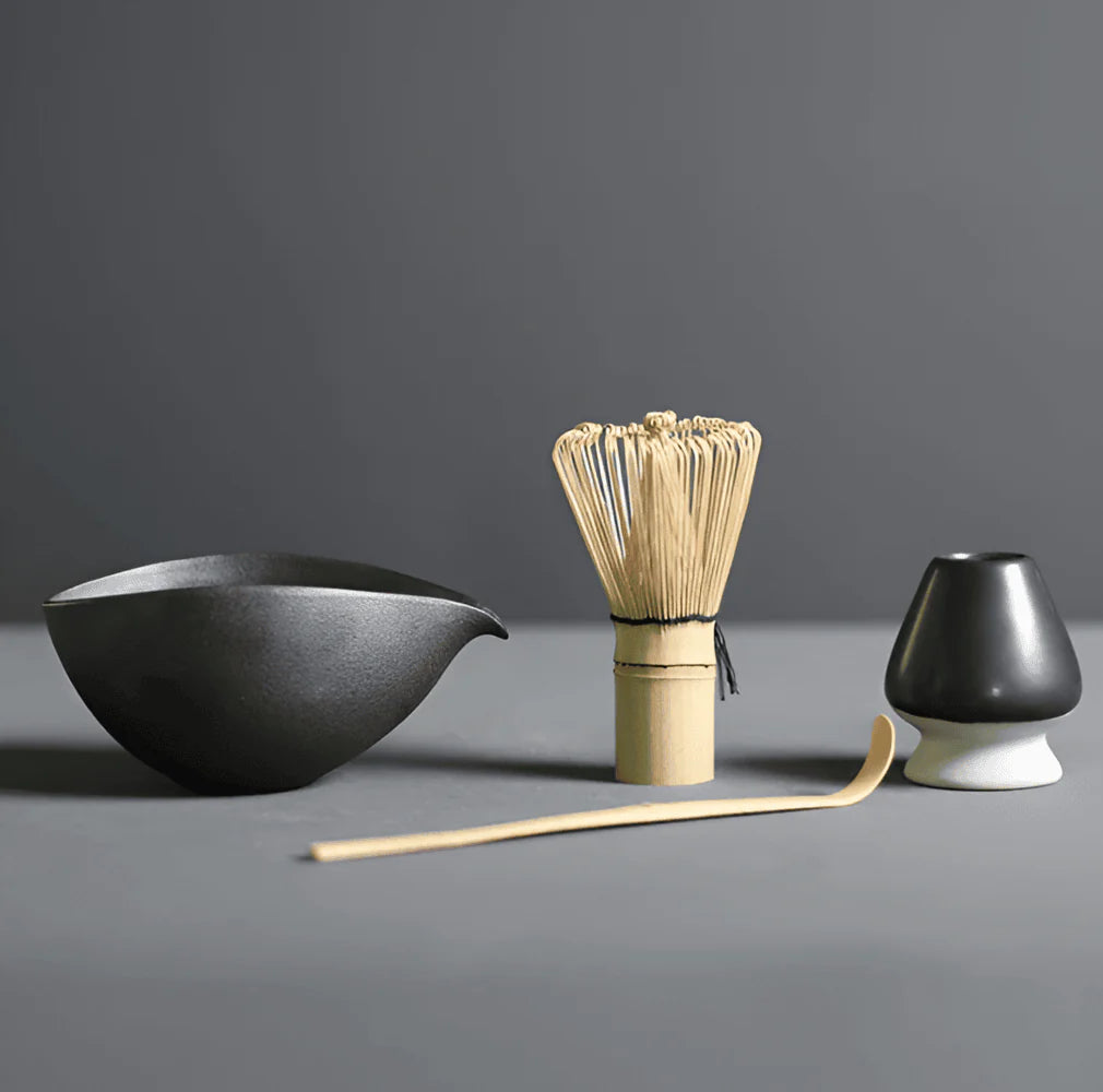 Matcha-set van Keramiek en Bamboe – 4-delig – Japans Theeset
